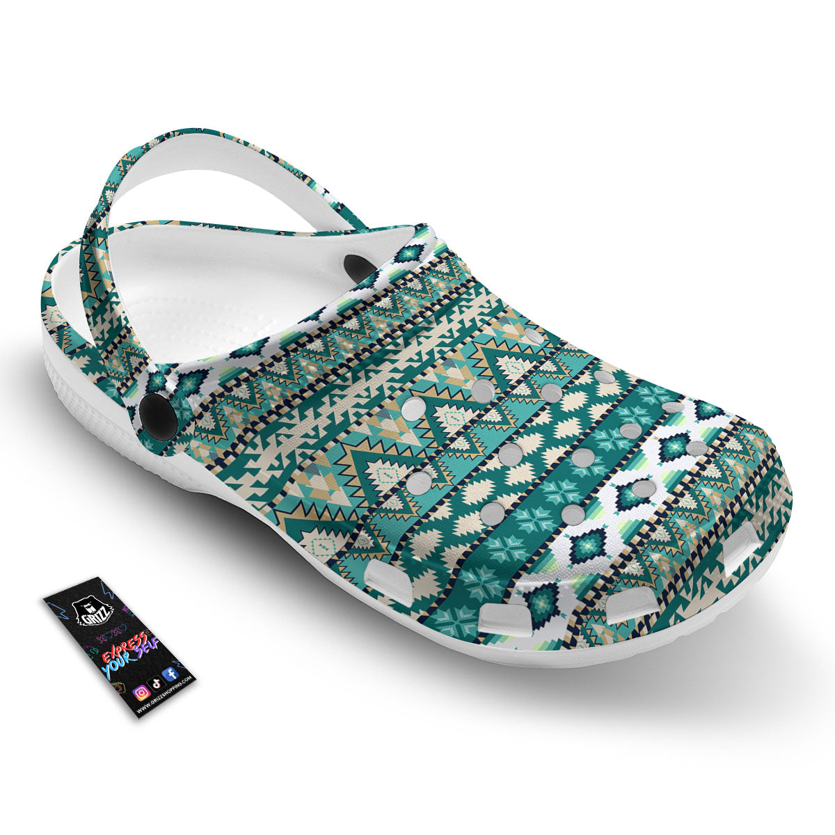 Green Indian Tribal Native Print Pattern Clog-grizzshop