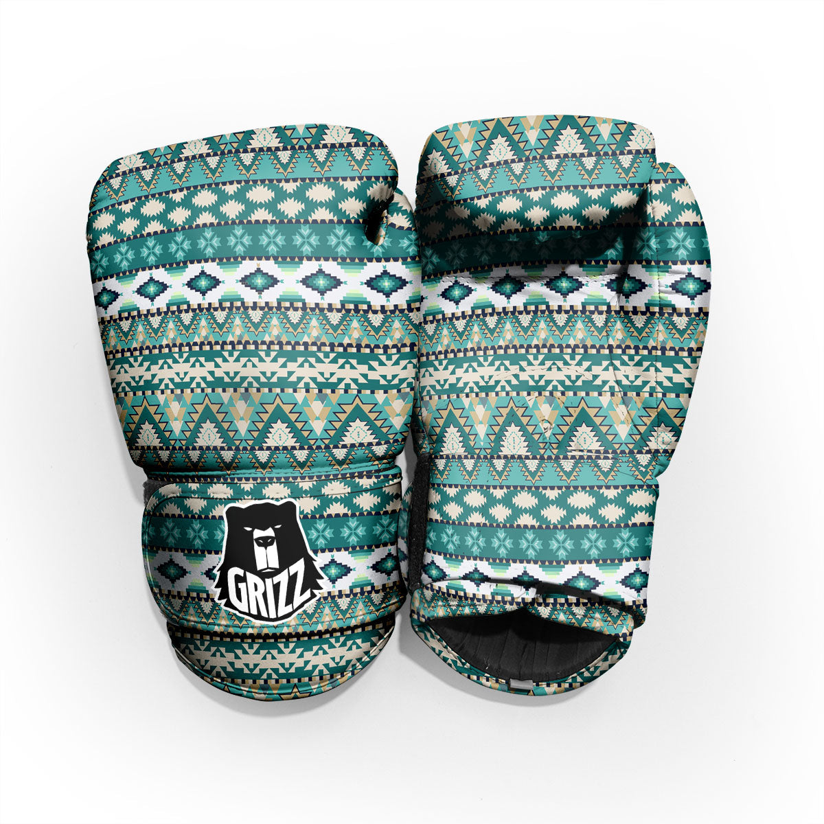 Green Indian Tribal Native Print Pattern Pro Boxing Glove