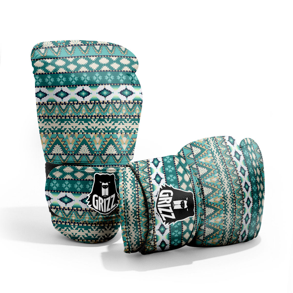 Green Indian Tribal Native Print Pattern Pro Boxing Glove