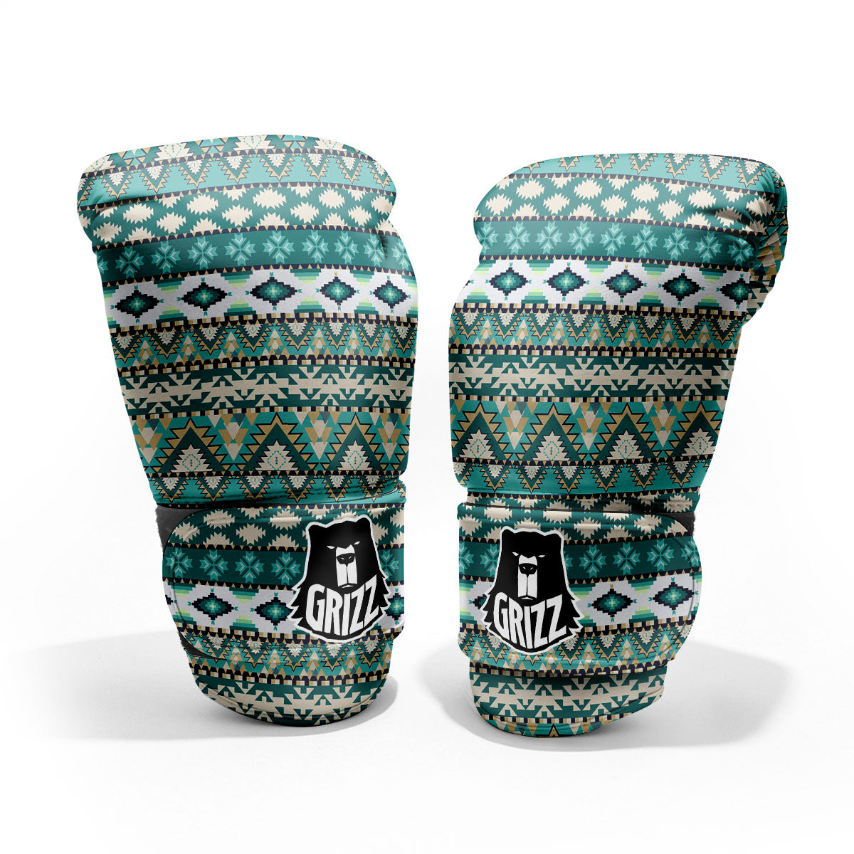 Green Indian Tribal Native Print Pattern Pro Boxing Glove