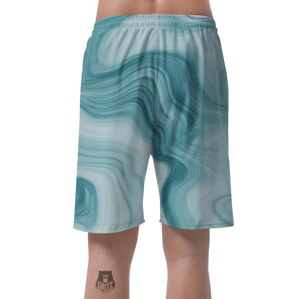 Green Ink Marble Men's Shorts-grizzshop