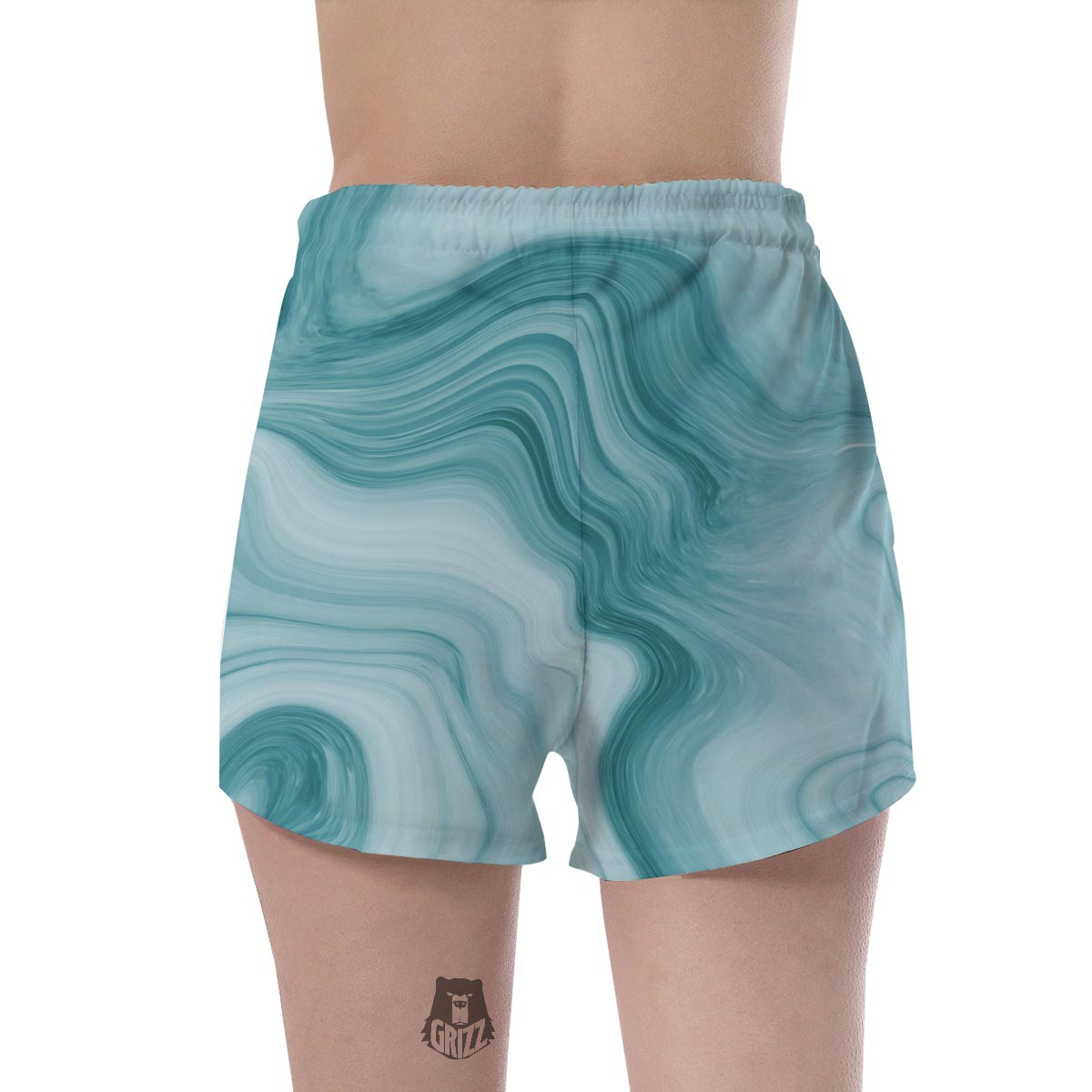 Green Ink Marble Women's Shorts-grizzshop