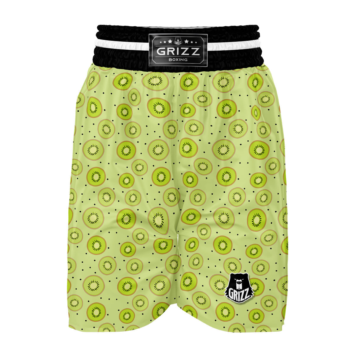 Green Kiwi Sliced Print Pattern Boxing Shorts-grizzshop