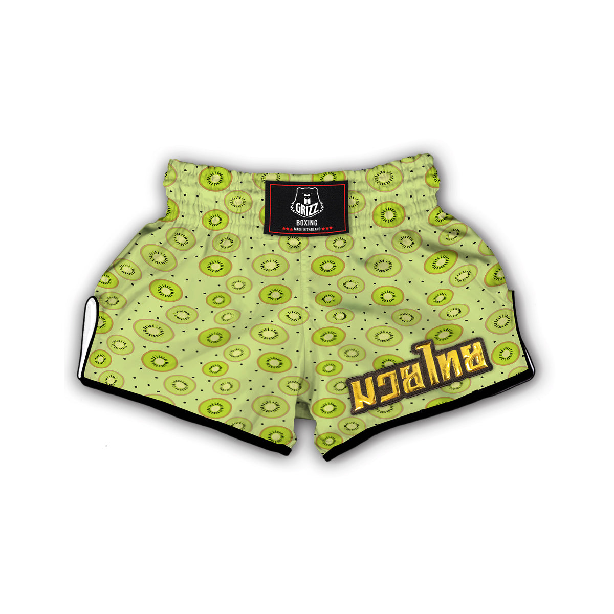 Green Kiwi Sliced Print Pattern Muay Thai Boxing Shorts-grizzshop