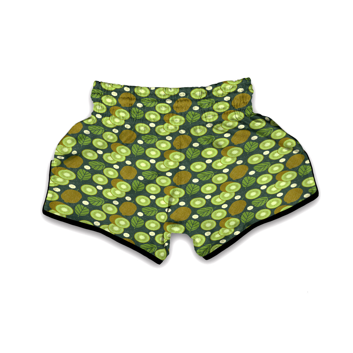 Green Kiwi Sliced Vintagecolor Print Pattern Muay Thai Boxing Shorts-grizzshop