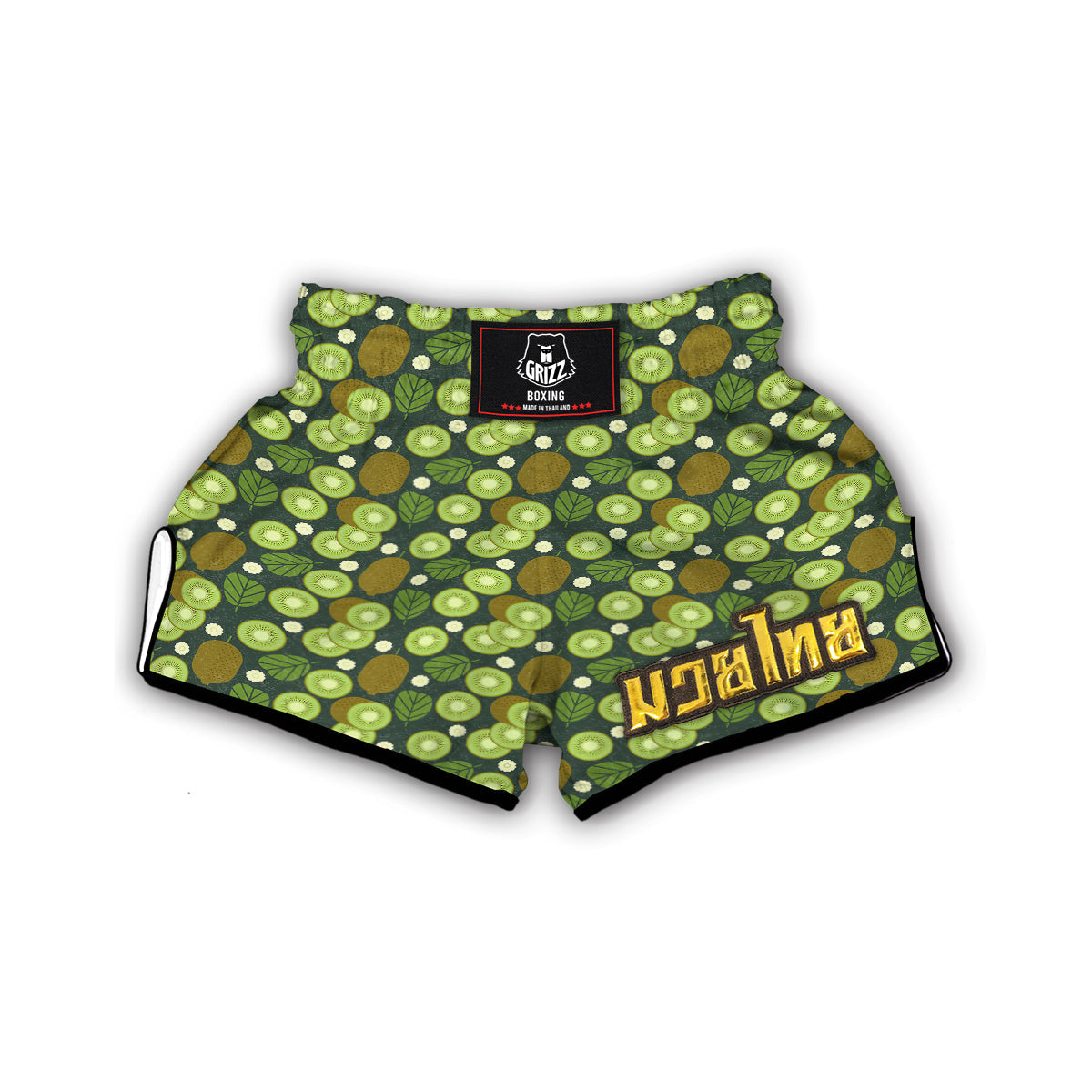 Green Kiwi Sliced Vintagecolor Print Pattern Muay Thai Boxing Shorts-grizzshop