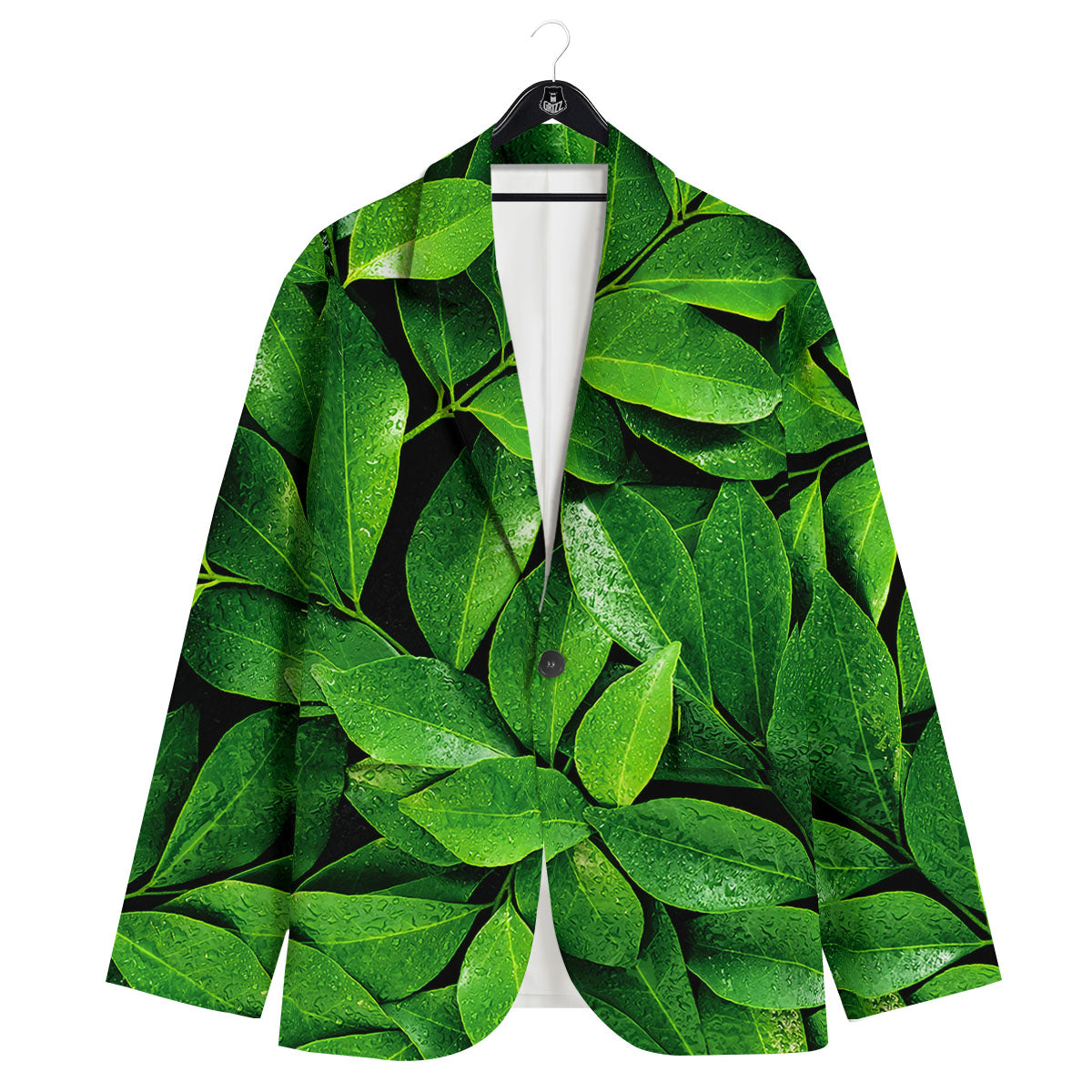 Green Leaf Print Men's Sport Coat-grizzshop