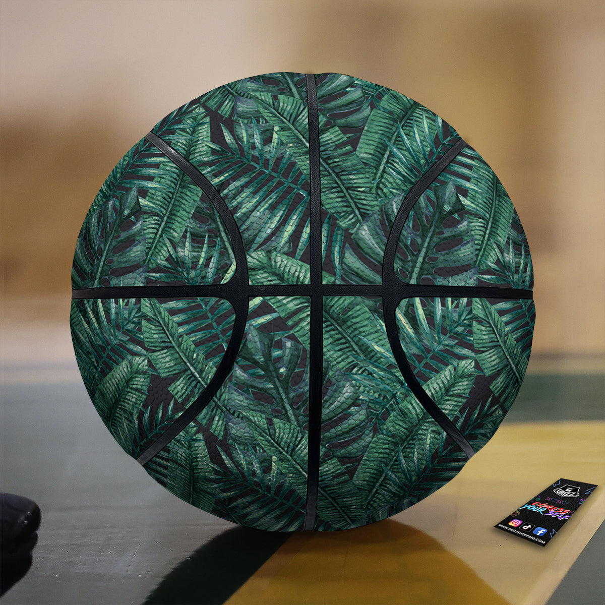 Green Leaf Tropical Print Pattern Basketball