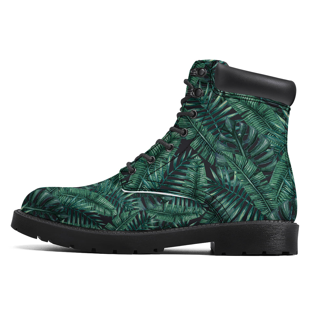 Green Leaf Tropical Print Pattern Boots-grizzshop