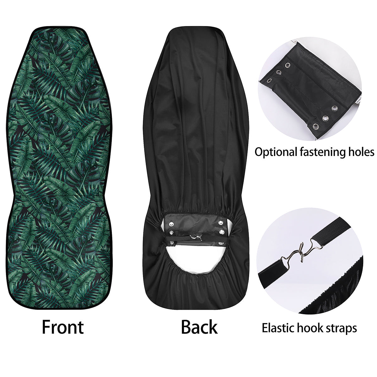 Green Leaf Tropical Print Pattern Car Seat Covers-grizzshop