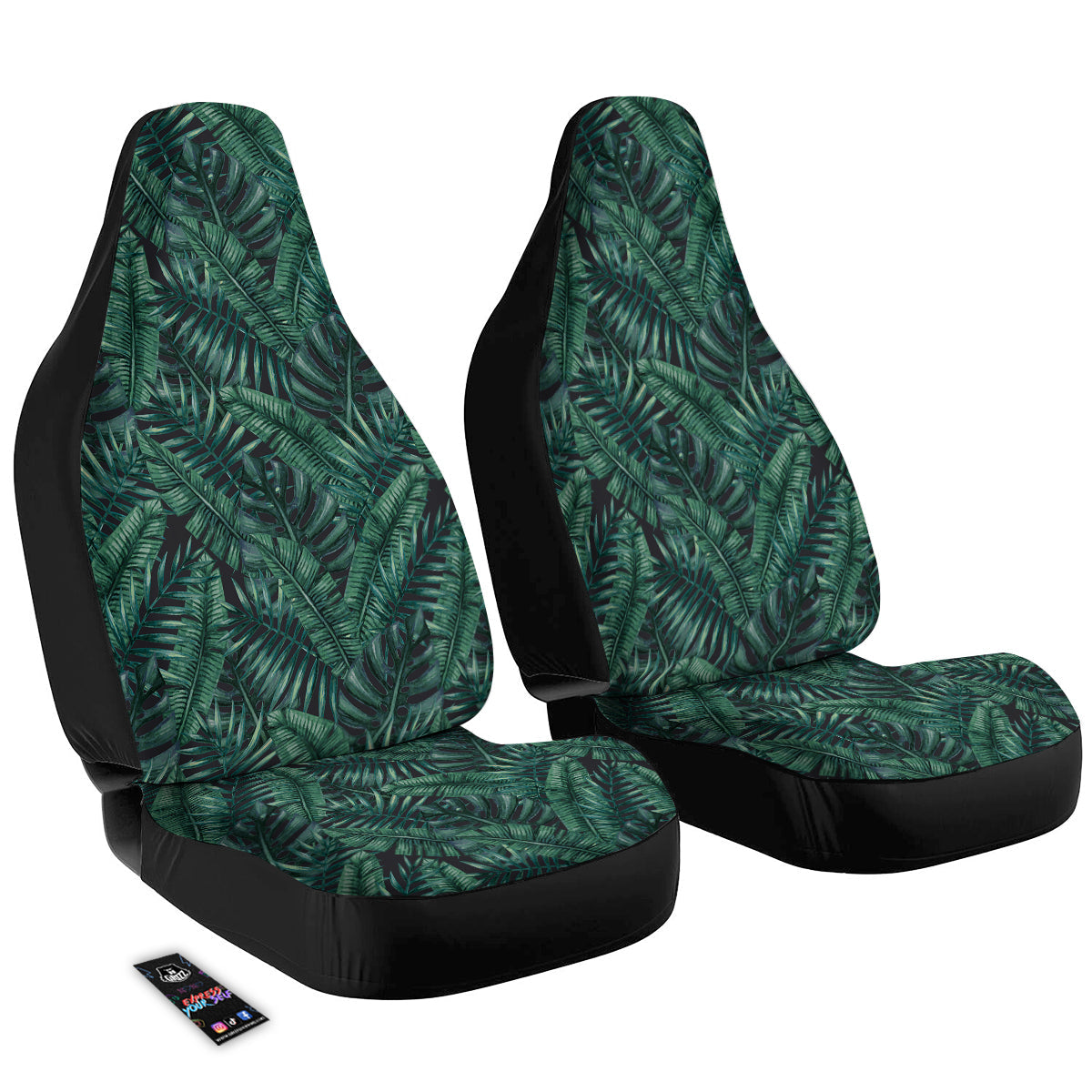 Green Leaf Tropical Print Pattern Car Seat Covers-grizzshop