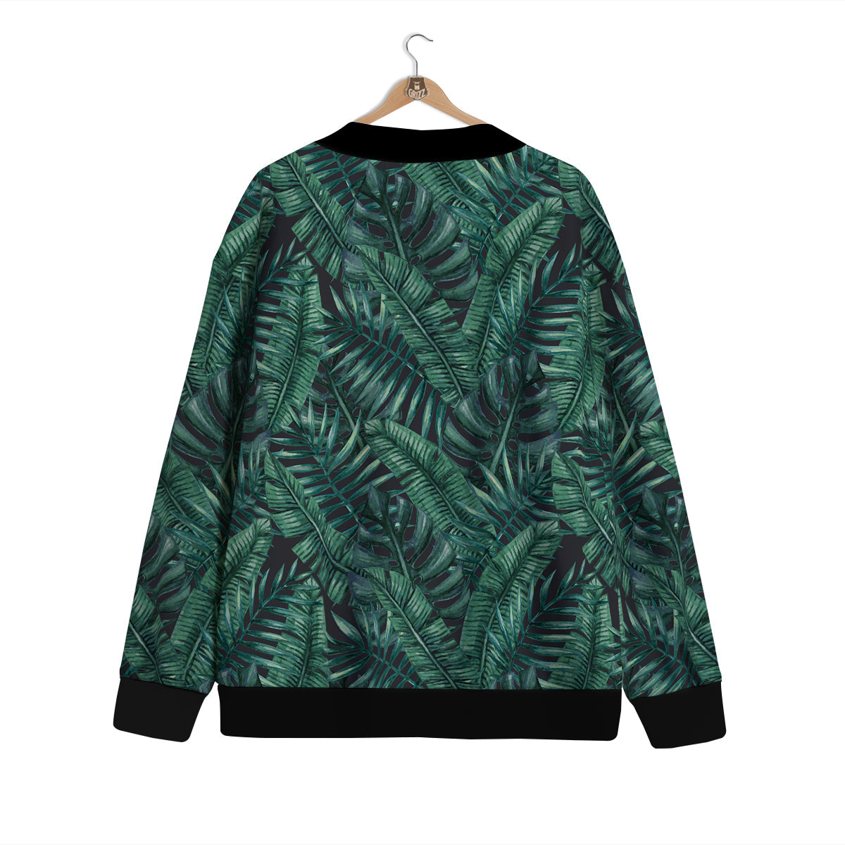 Green Leaf Tropical Print Pattern Cardigan-grizzshop
