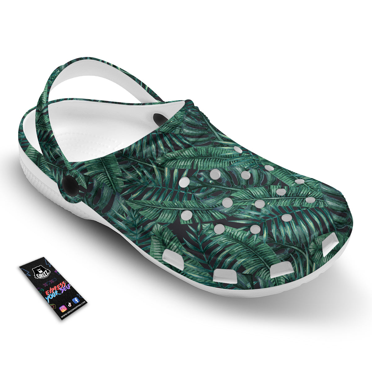 Green Leaf Tropical Print Pattern Clog-grizzshop