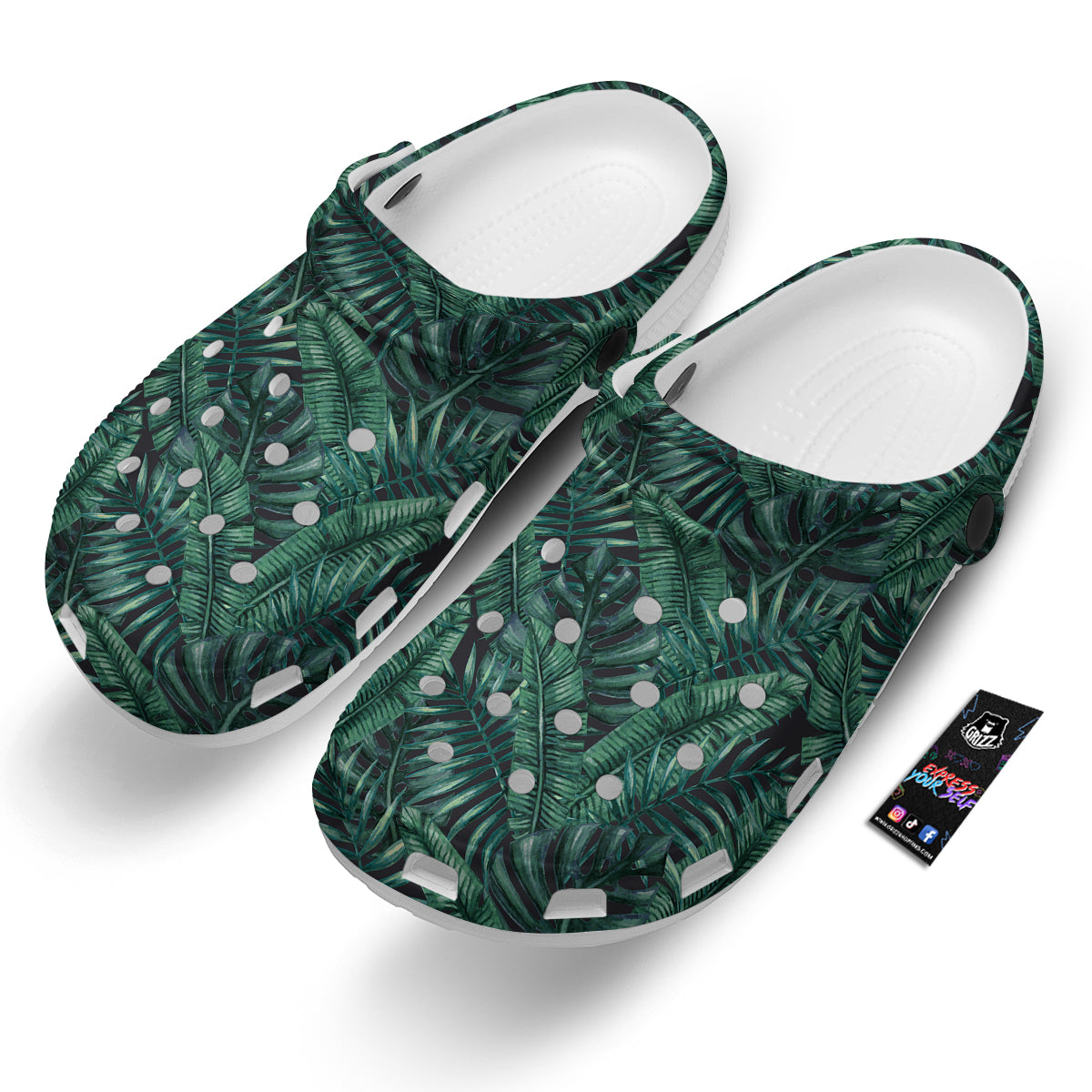 Green Leaf Tropical Print Pattern Clog-grizzshop