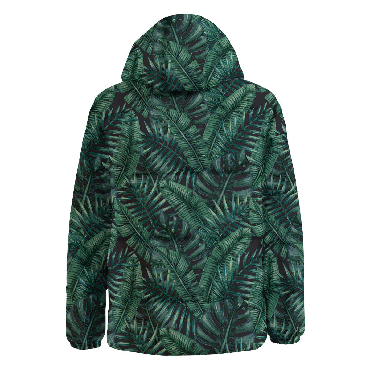 Green Leaf Tropical Print Pattern Down Jacket-grizzshop
