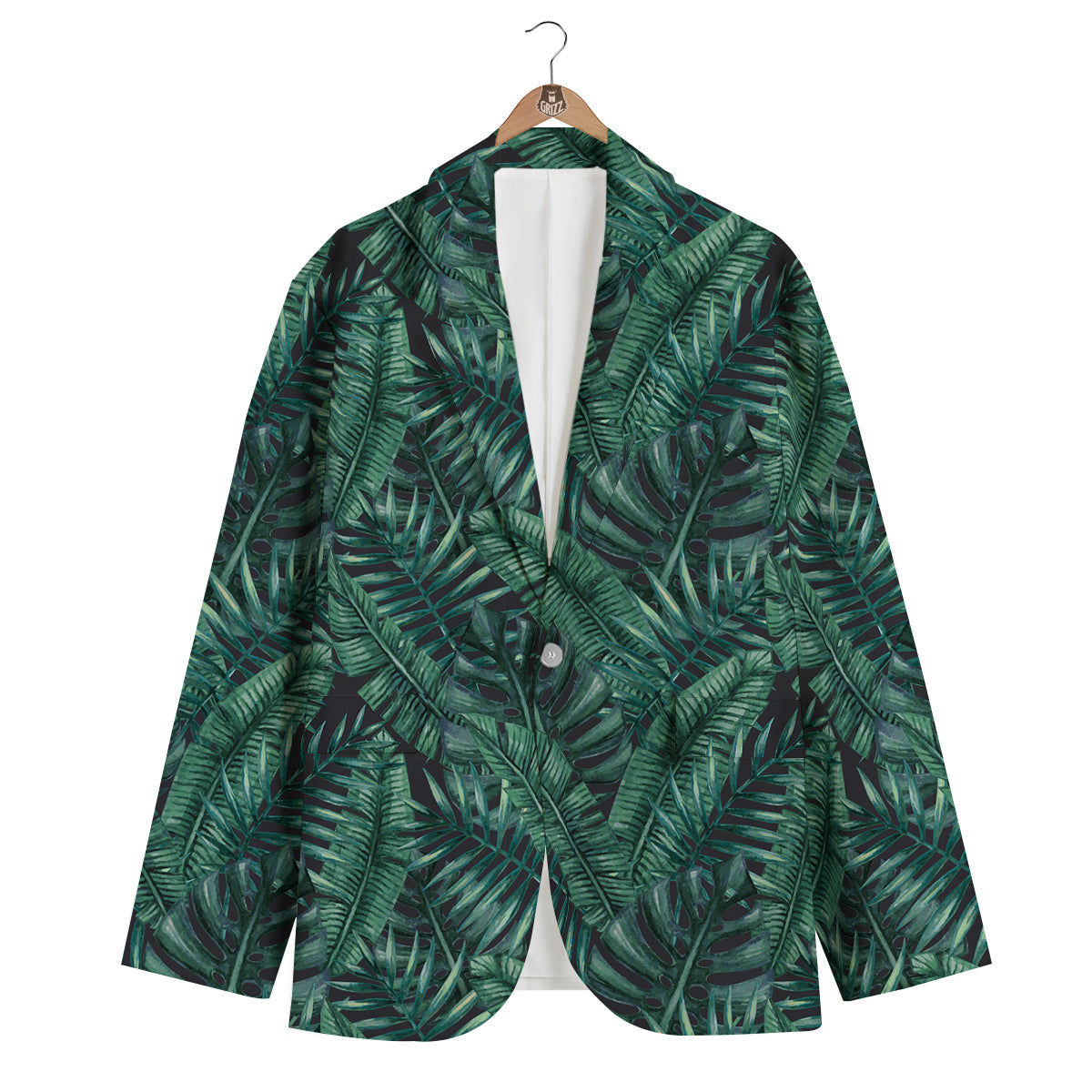 Green Leaf Tropical Print Pattern Men's Blazer-grizzshop