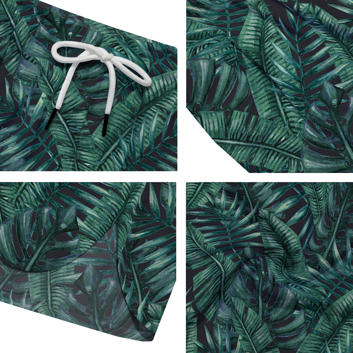 Green Leaf Tropical Print Pattern Men's Running Shorts-grizzshop