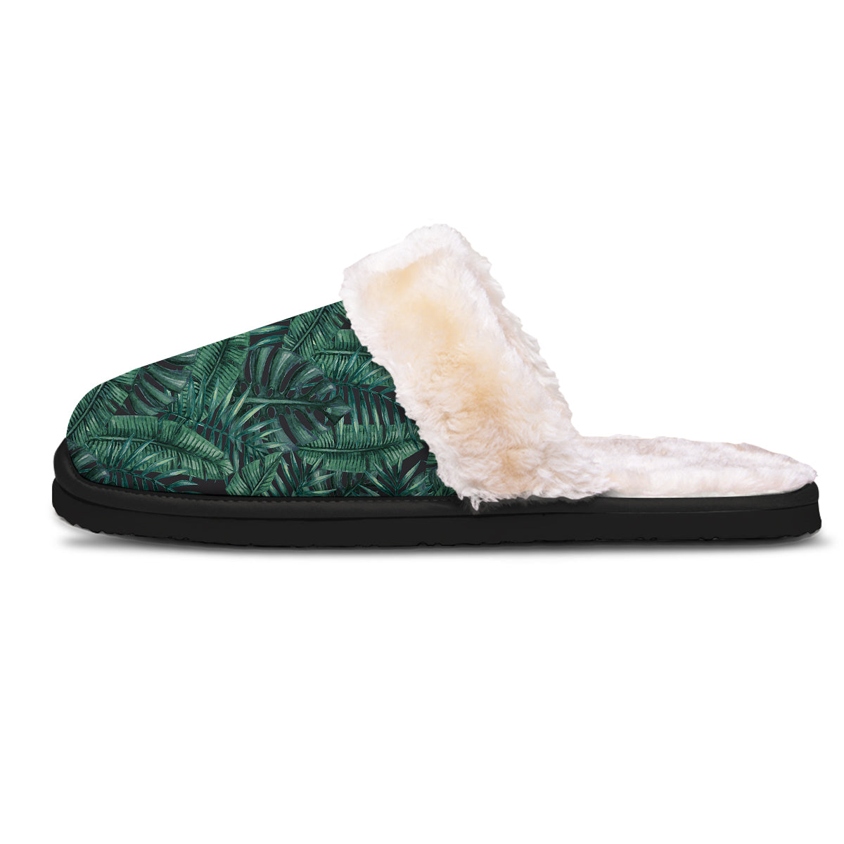 Green Leaf Tropical Print Pattern Slippers-grizzshop