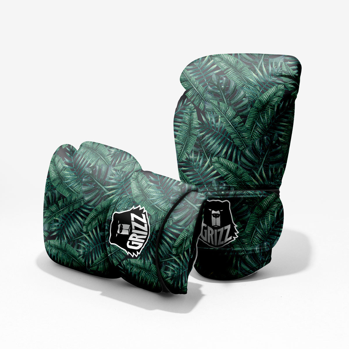 Green Leaf Tropical Print Pattern Pro Boxing Glove