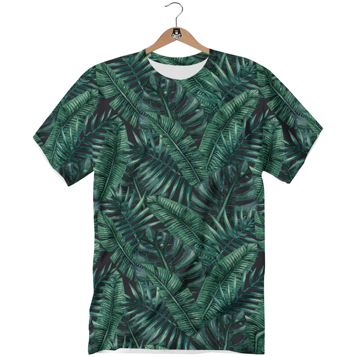 Green Leaf Tropical Print Pattern T-Shirt-grizzshop