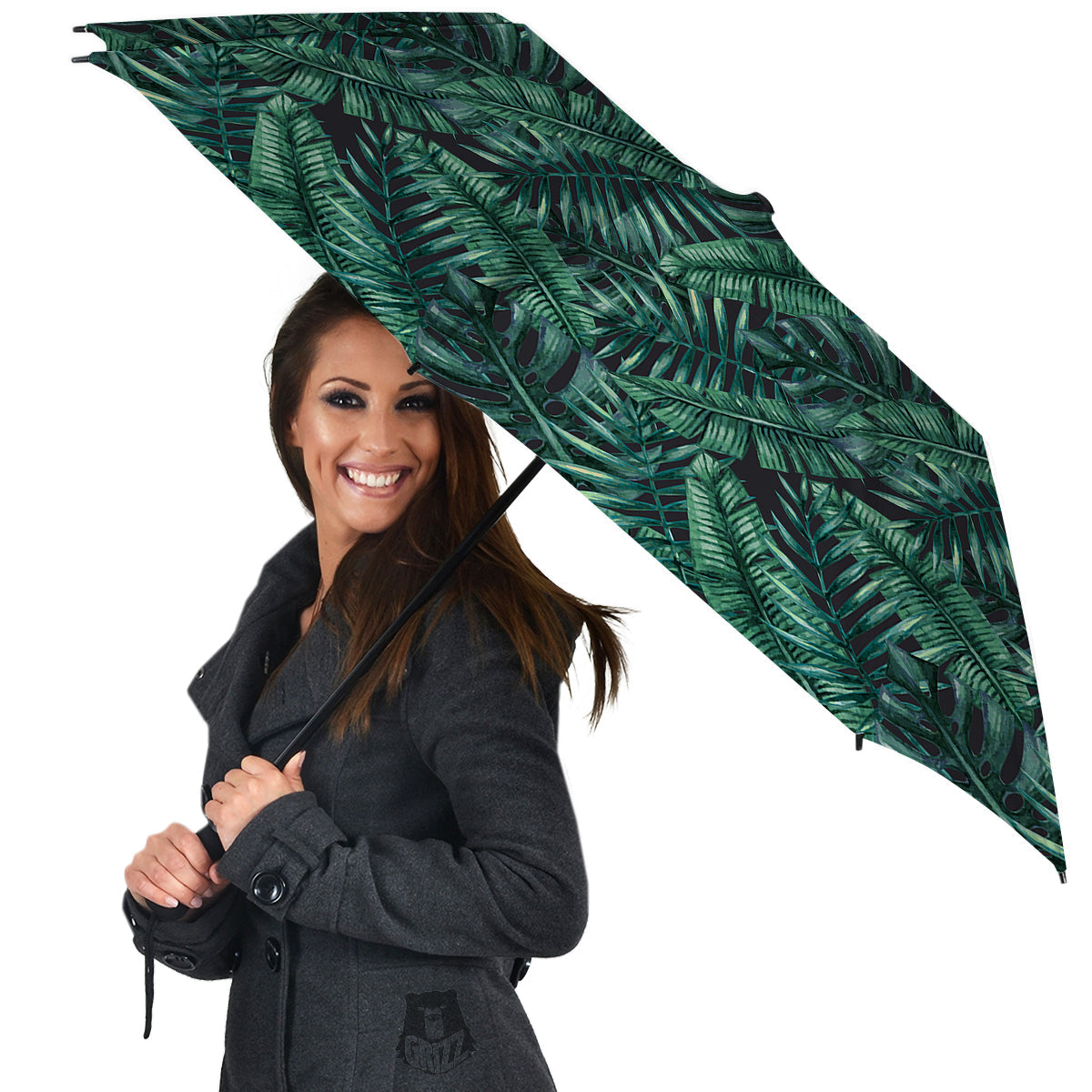 Green Leaf Tropical Print Pattern Umbrella-grizzshop