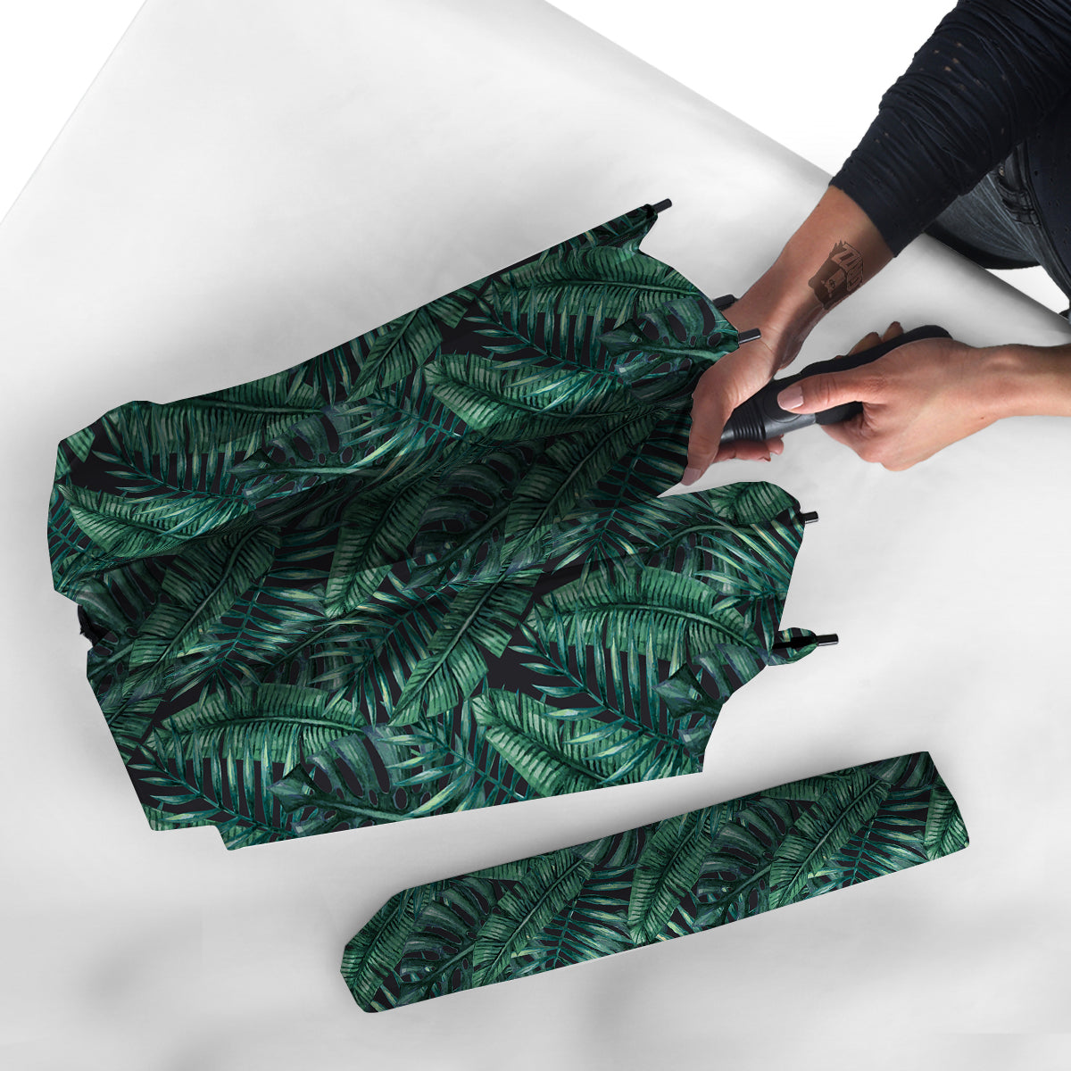 Green Leaf Tropical Print Pattern Umbrella-grizzshop