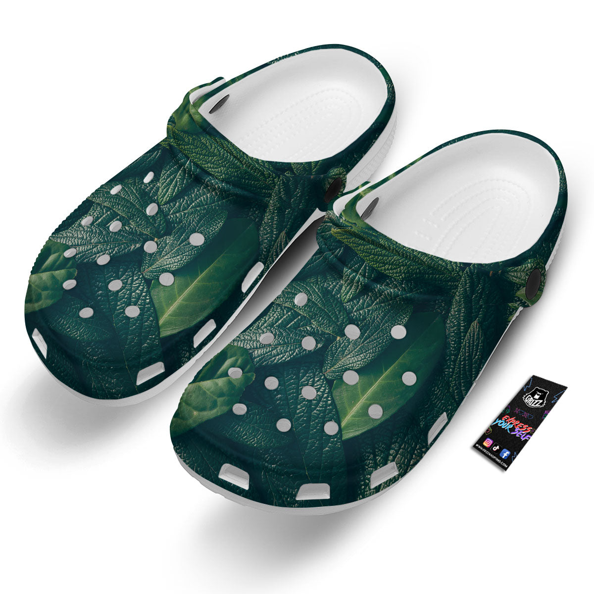 Green Leaves Print Clog-grizzshop