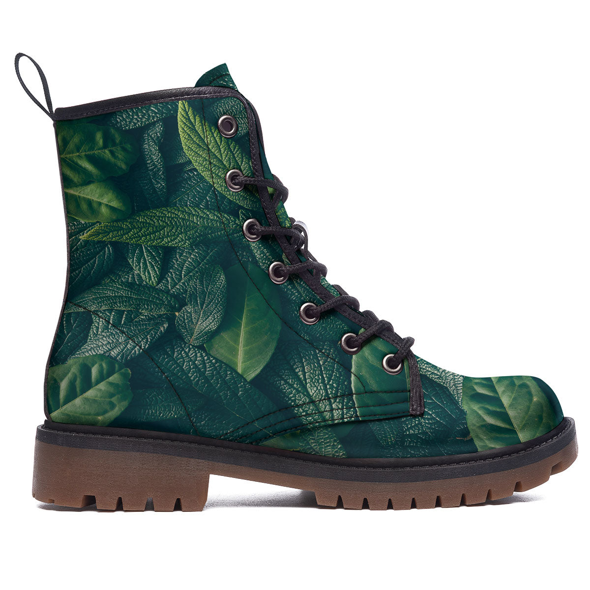 Green Leaves Print Work Boots-grizzshop