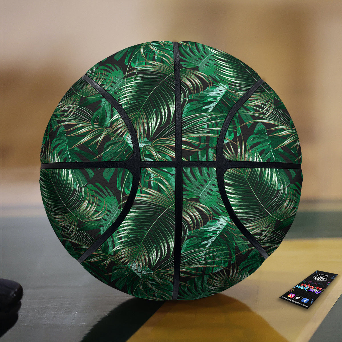 Green Leaves Tropical Print Pattern Basketball-grizzshop