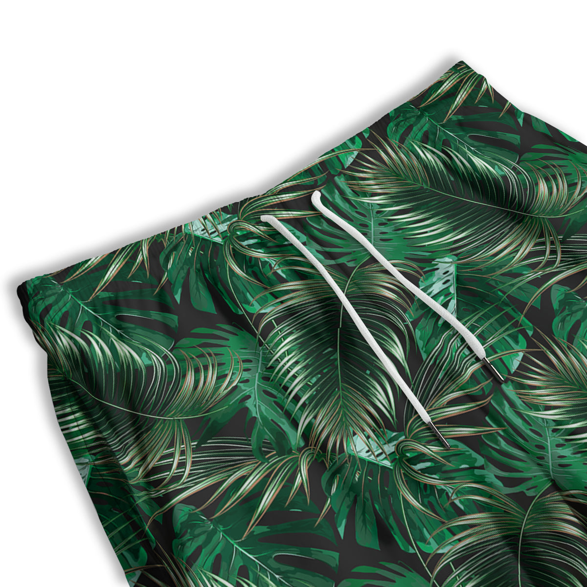 Green Leaves Tropical Print Pattern Men's Athletic Shorts-grizzshop