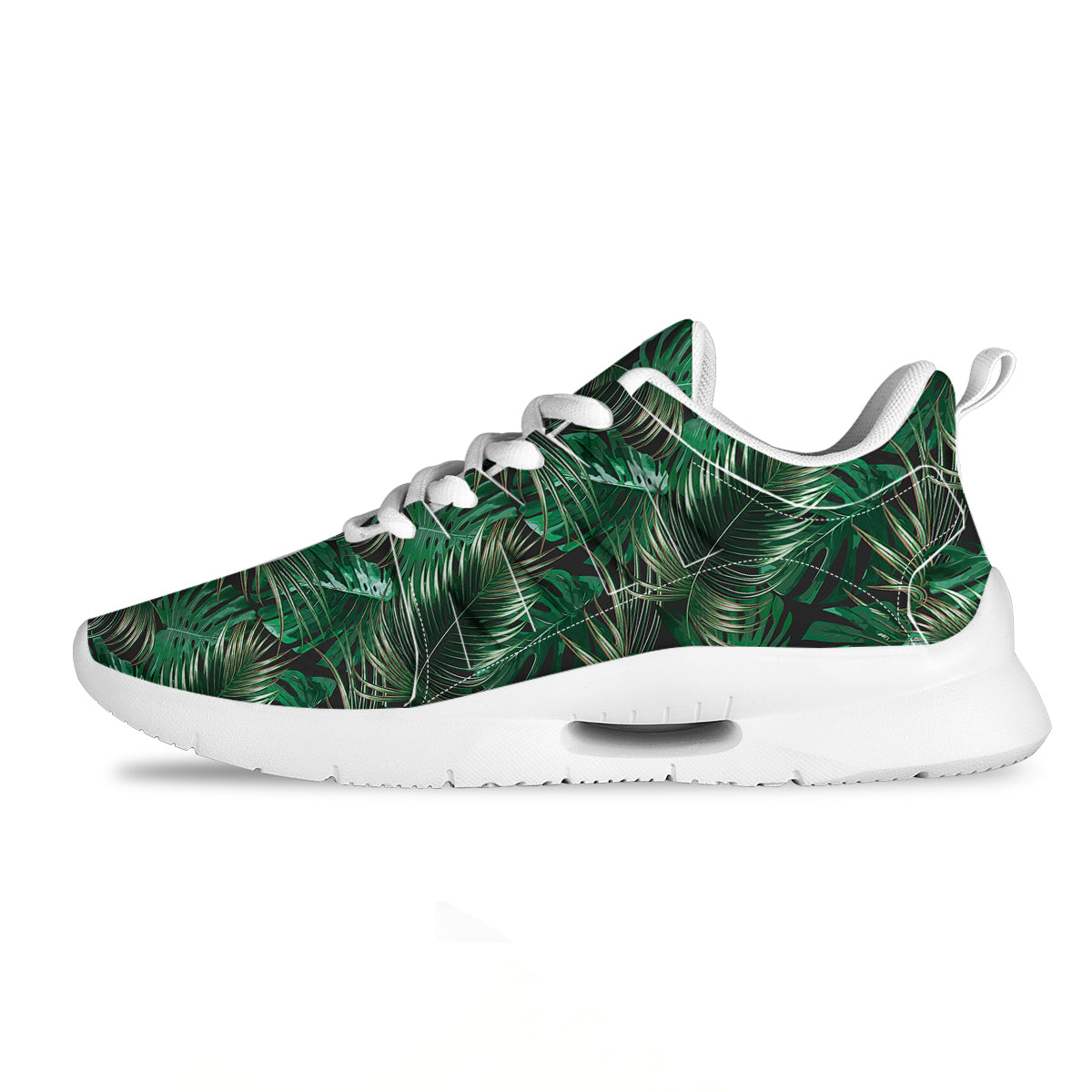 Green Leaves Tropical Print Pattern Tennis Shoes-grizzshop