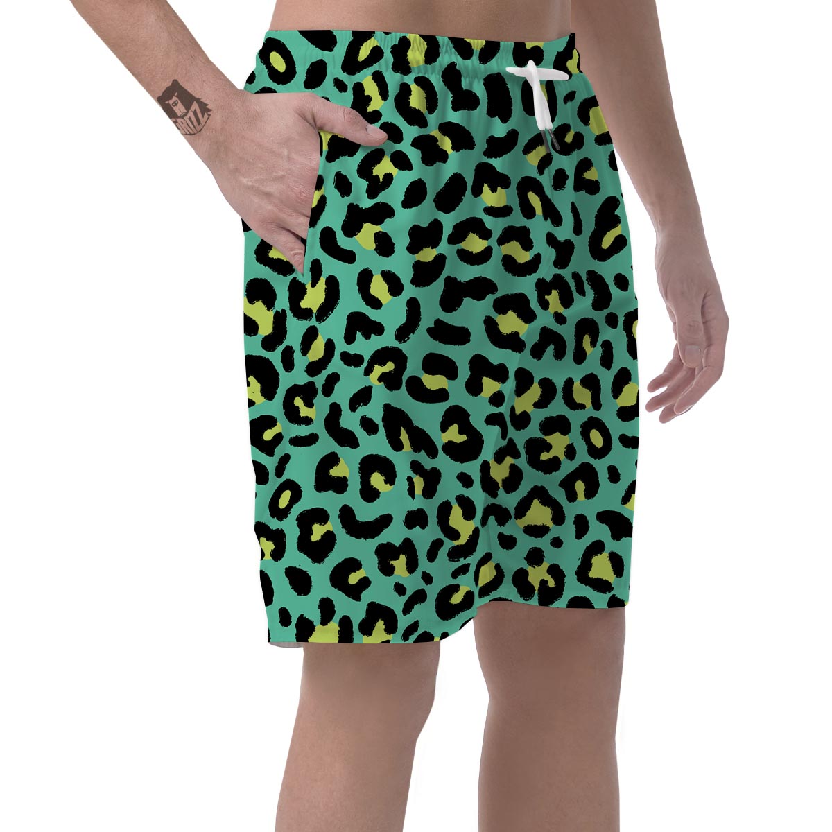 Green Leopard Men's Shorts-grizzshop