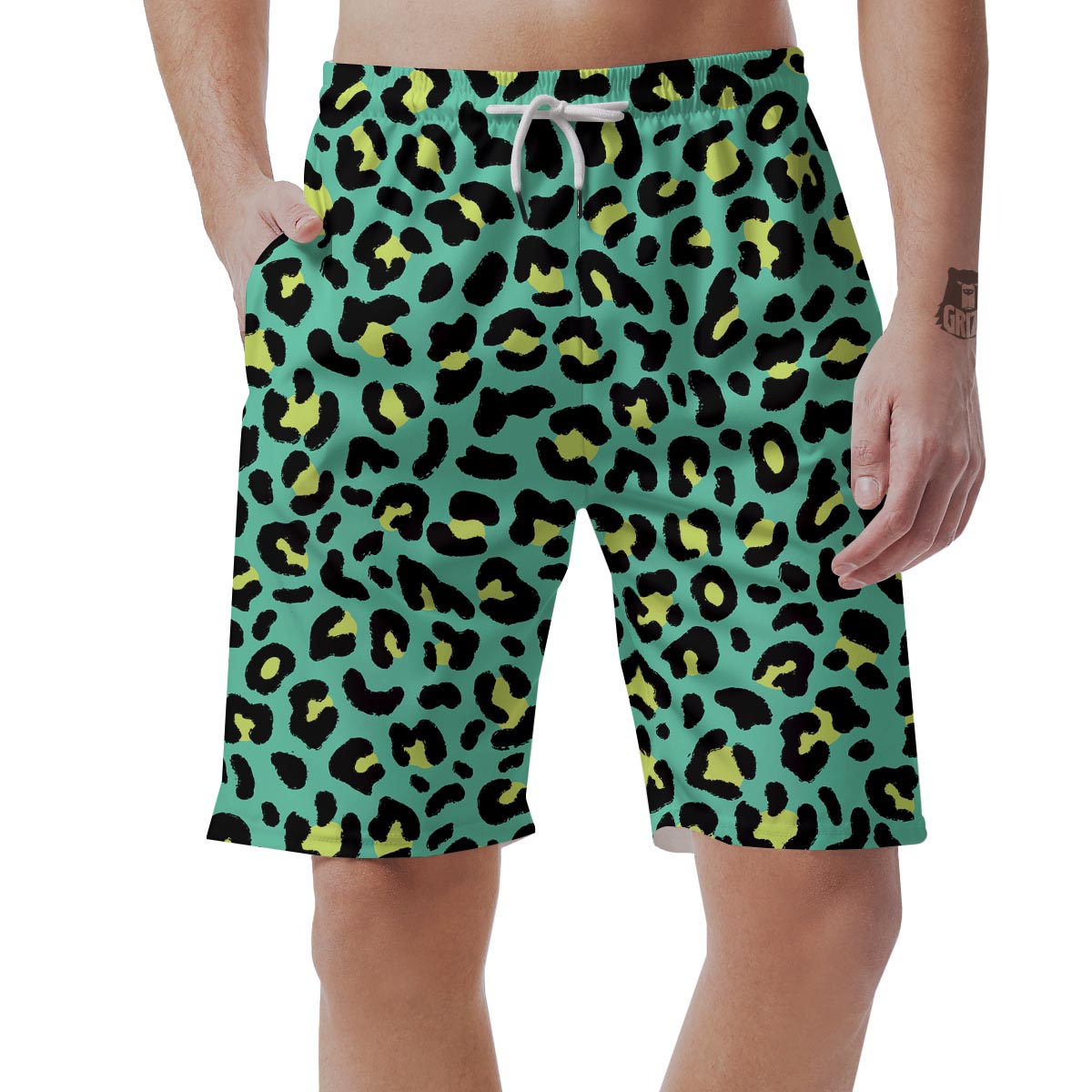 Green Leopard Men's Shorts-grizzshop