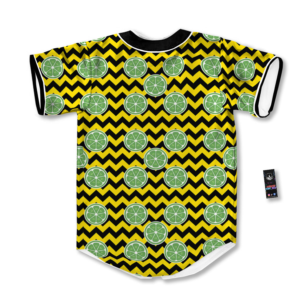 Green Lime And Yellow Zigzag Print Pattern Baseball Jersey-grizzshop