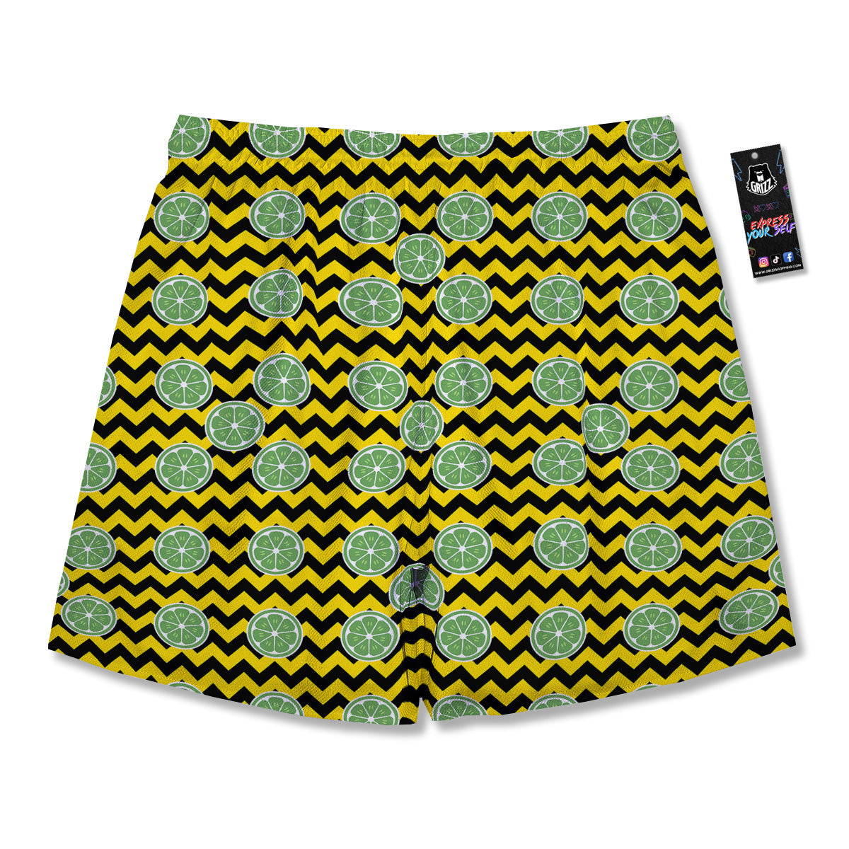 Green Lime And Yellow Zigzag Print Pattern Men's Running Shorts-grizzshop