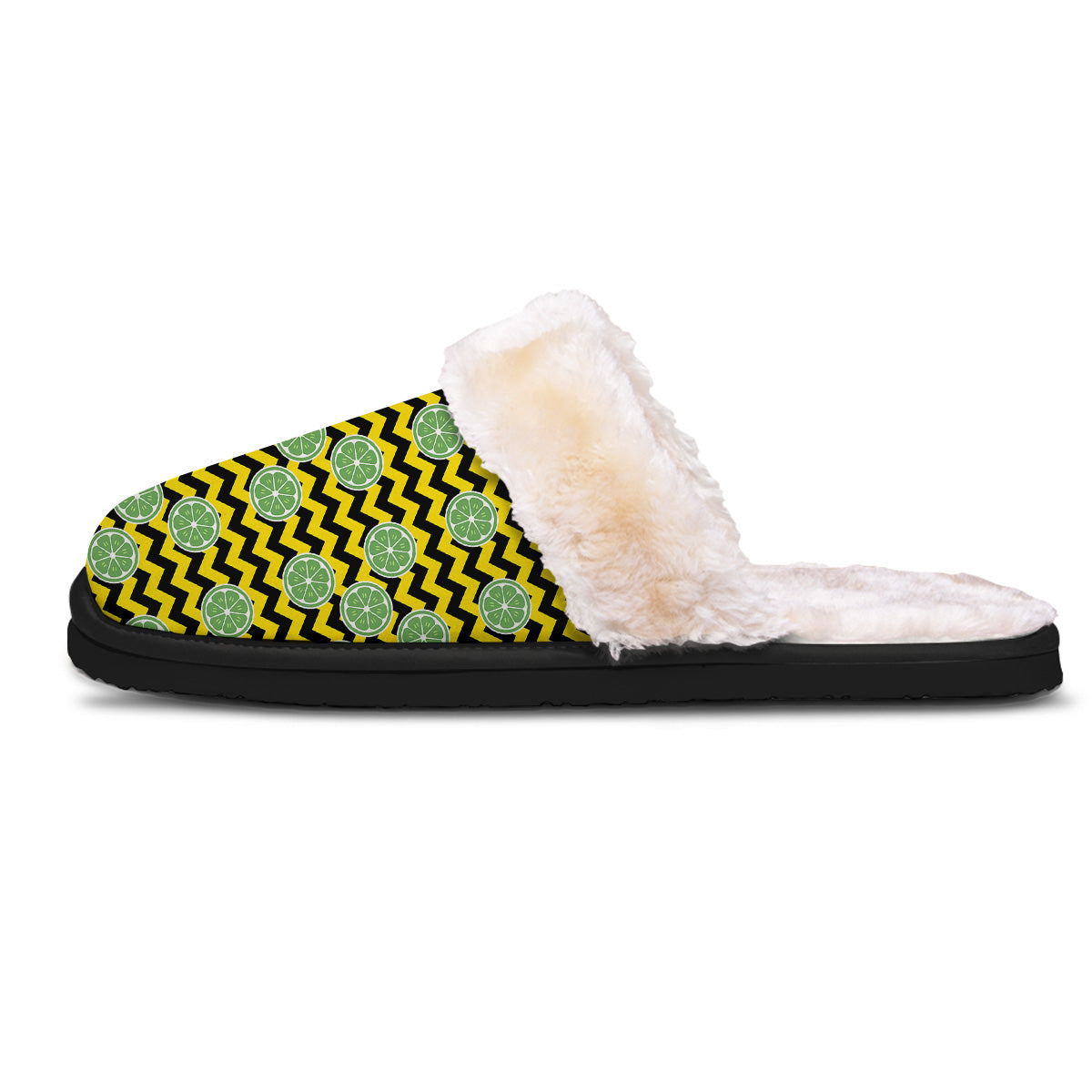 Green Lime And Yellow Zigzag Print Pattern Slippers-grizzshop