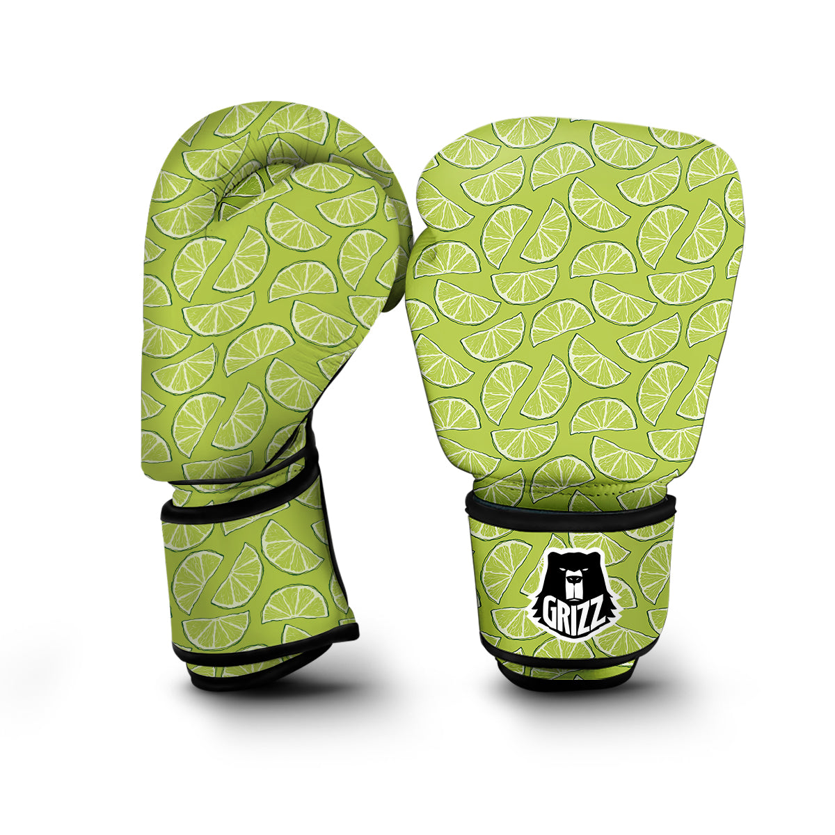 Green Lime Lemon Print Pattern Boxing Gloves-grizzshop