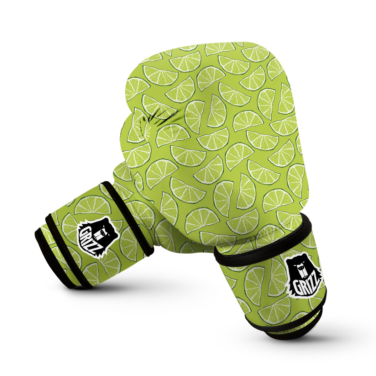 Green Lime Lemon Print Pattern Boxing Gloves-grizzshop