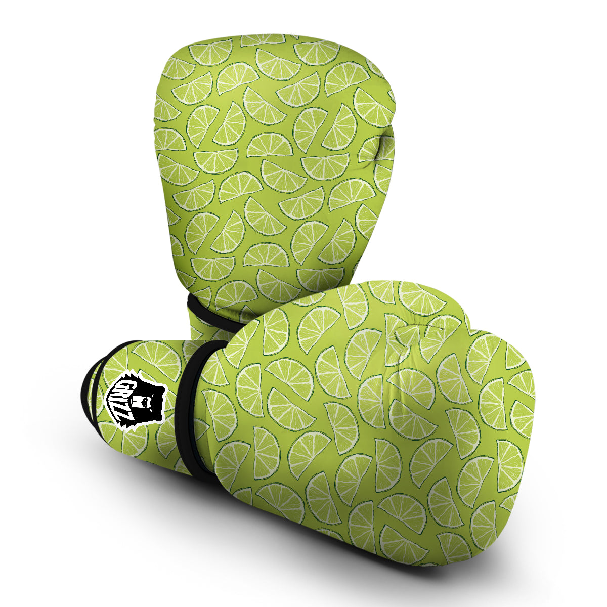 Green Lime Lemon Print Pattern Boxing Gloves-grizzshop