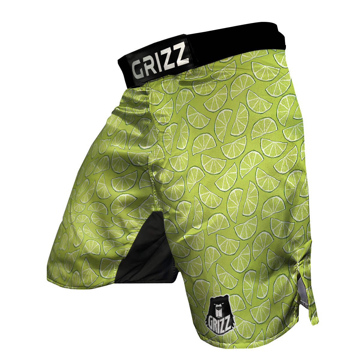 Green Lime Lemon Print Pattern MMA Shorts-grizzshop
