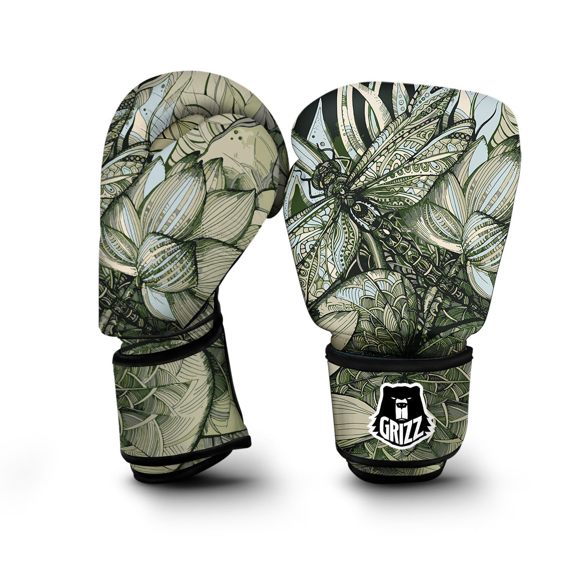 Green Lotus Dragonfly Boxing Gloves-grizzshop