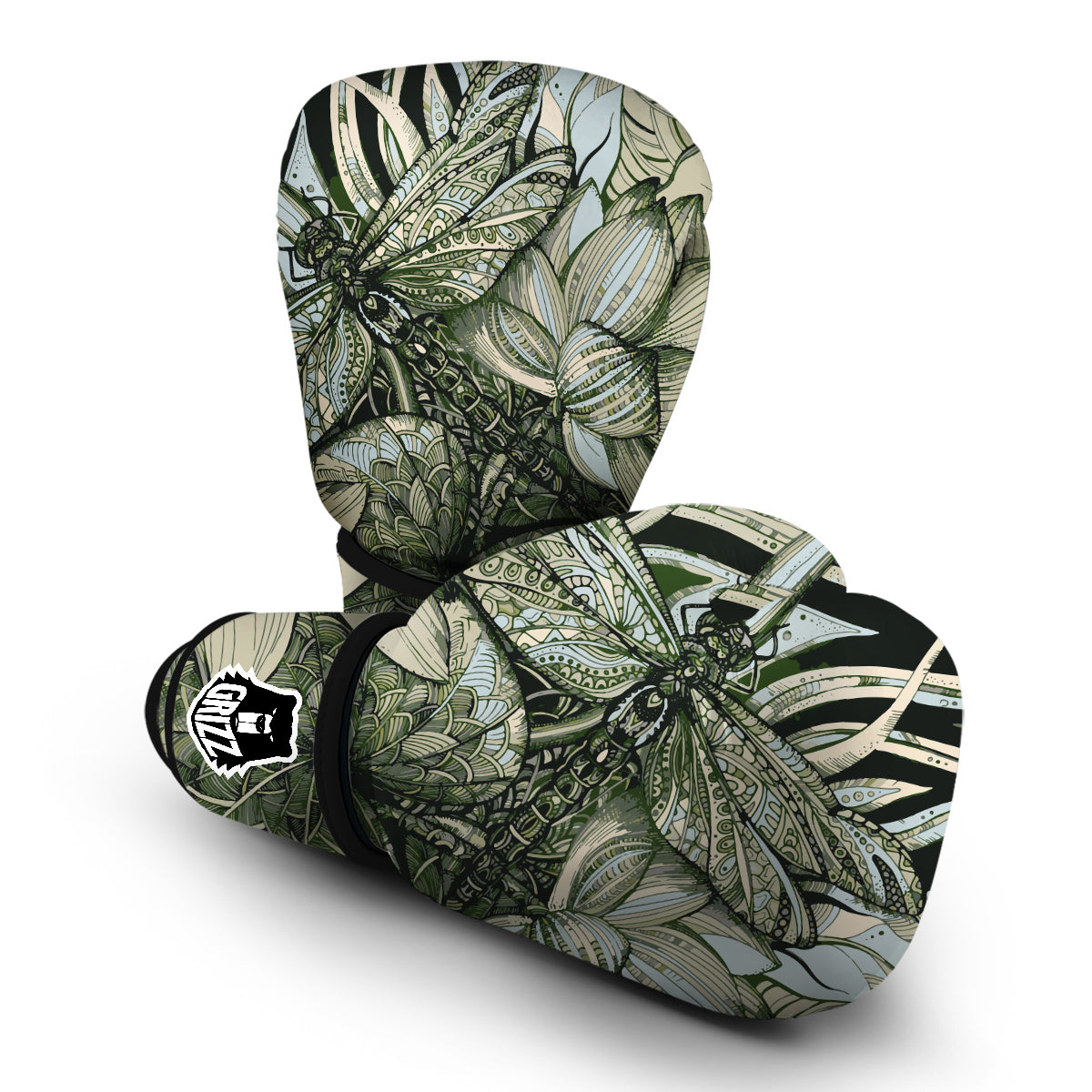 Green Lotus Dragonfly Boxing Gloves-grizzshop