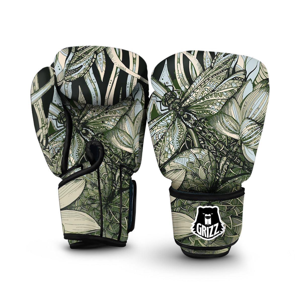 Green Lotus Dragonfly Boxing Gloves-grizzshop