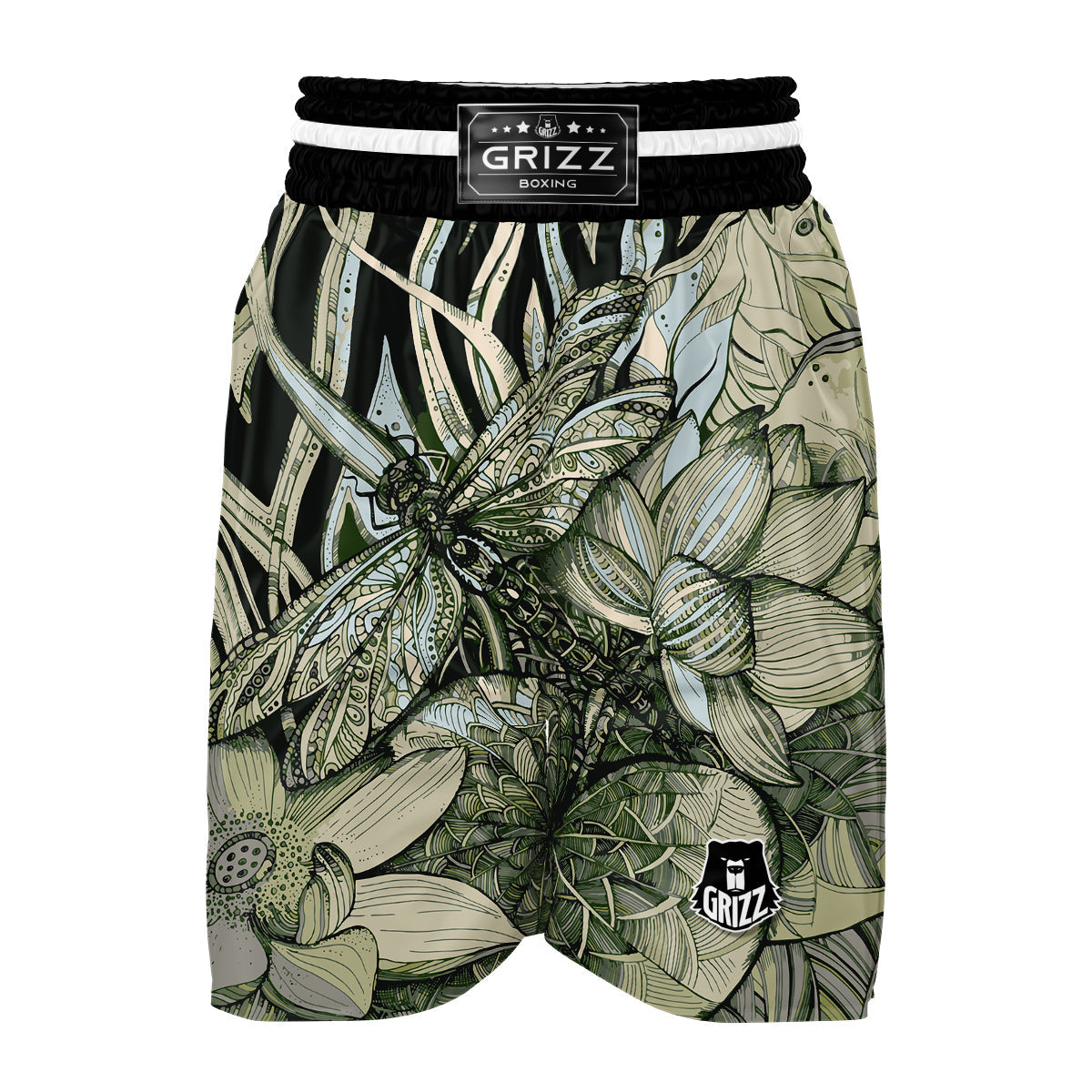 Green Lotus Dragonfly Boxing Shorts-grizzshop