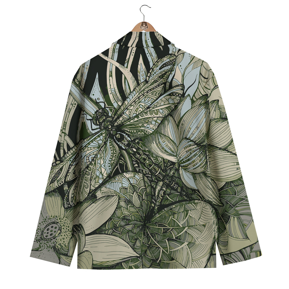 Green Lotus Dragonfly Men's Blazer-grizzshop