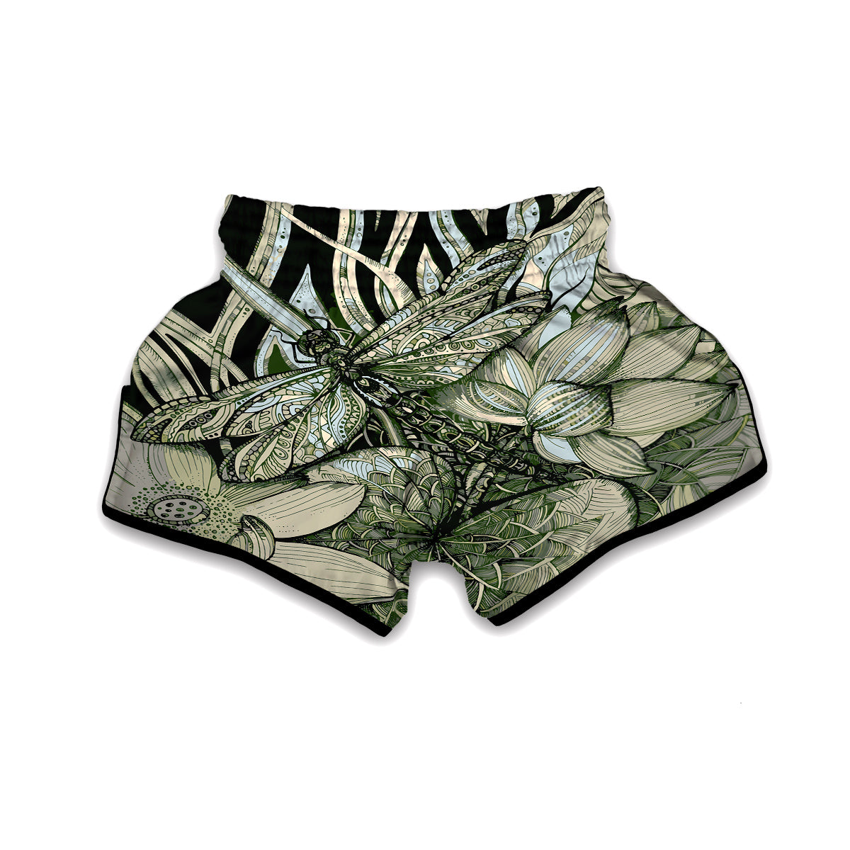 Green Lotus Dragonfly Muay Thai Boxing Shorts-grizzshop