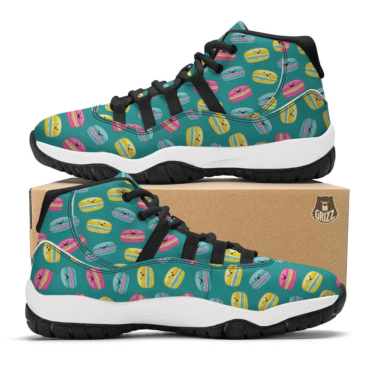 Green Macaron Black Bball Shoes-grizzshop