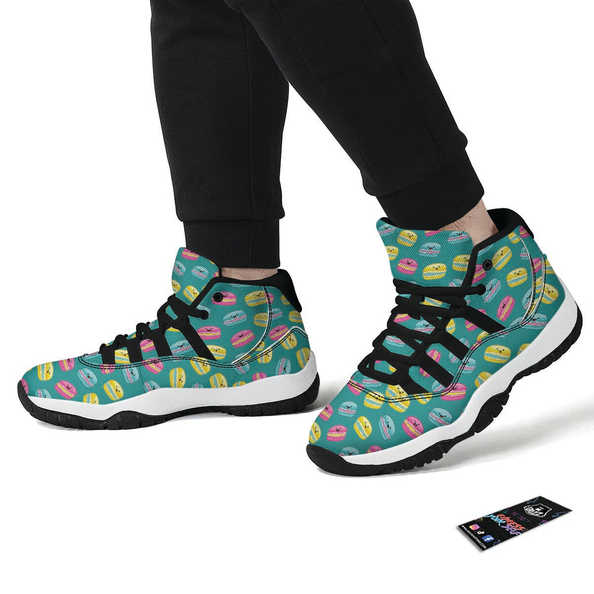 Green Macaron Black Bball Shoes-grizzshop