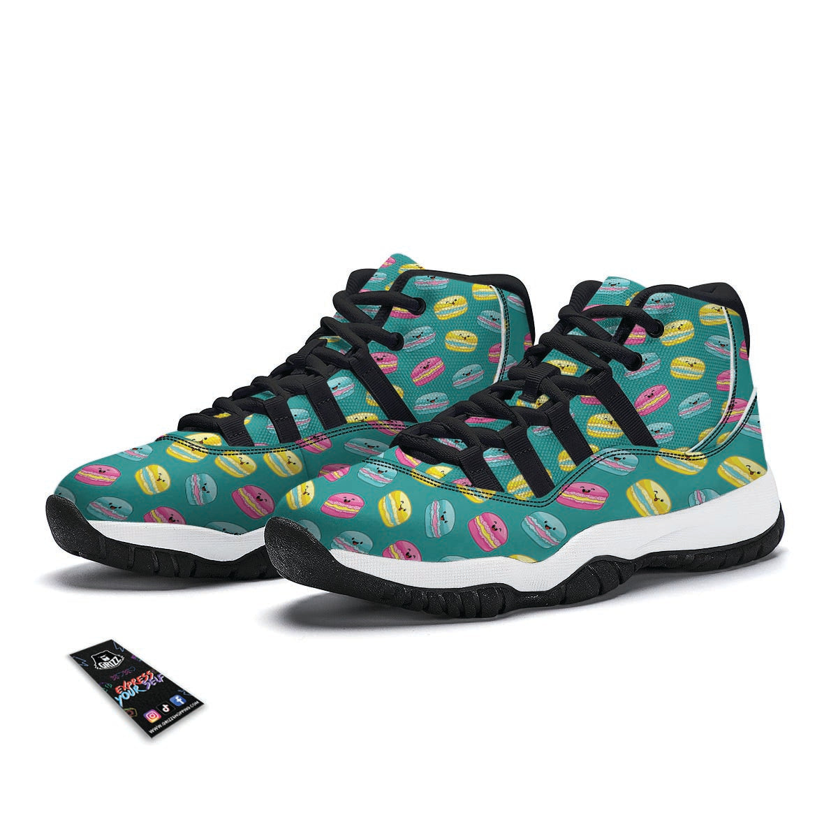 Green Macaron Black Bball Shoes-grizzshop