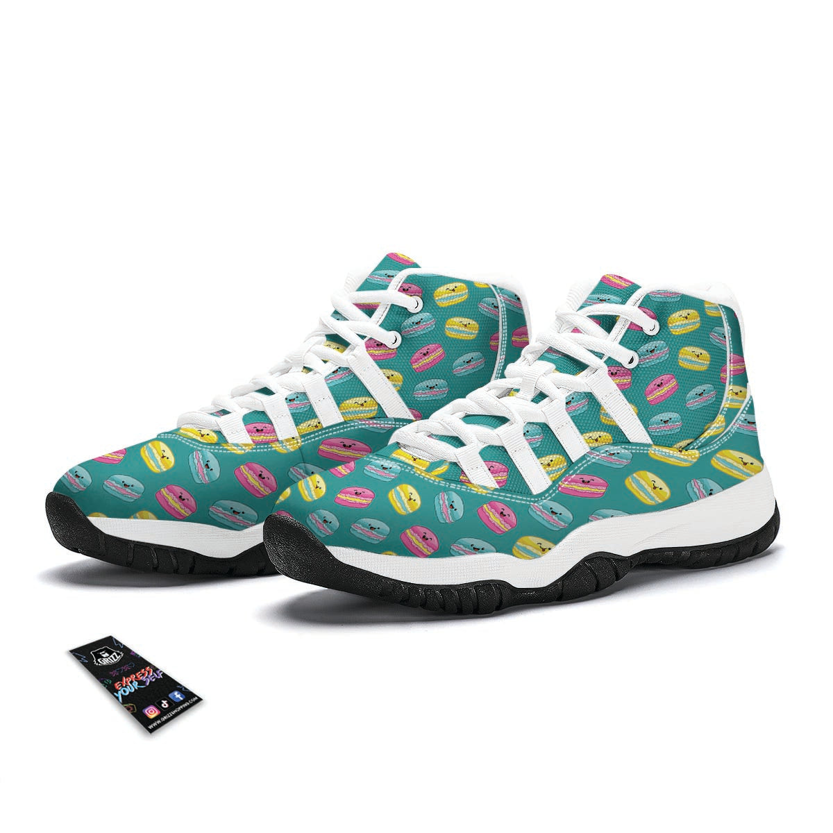 Green Macaron White Bball Shoes-grizzshop